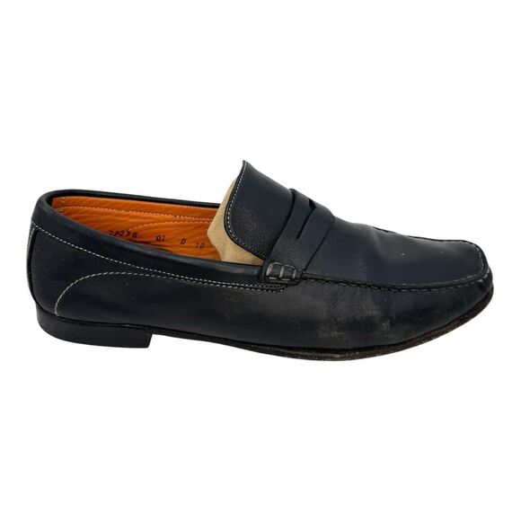 Santoni Austin Black Leather Penny Loafers Mens Size 10 D main image 6